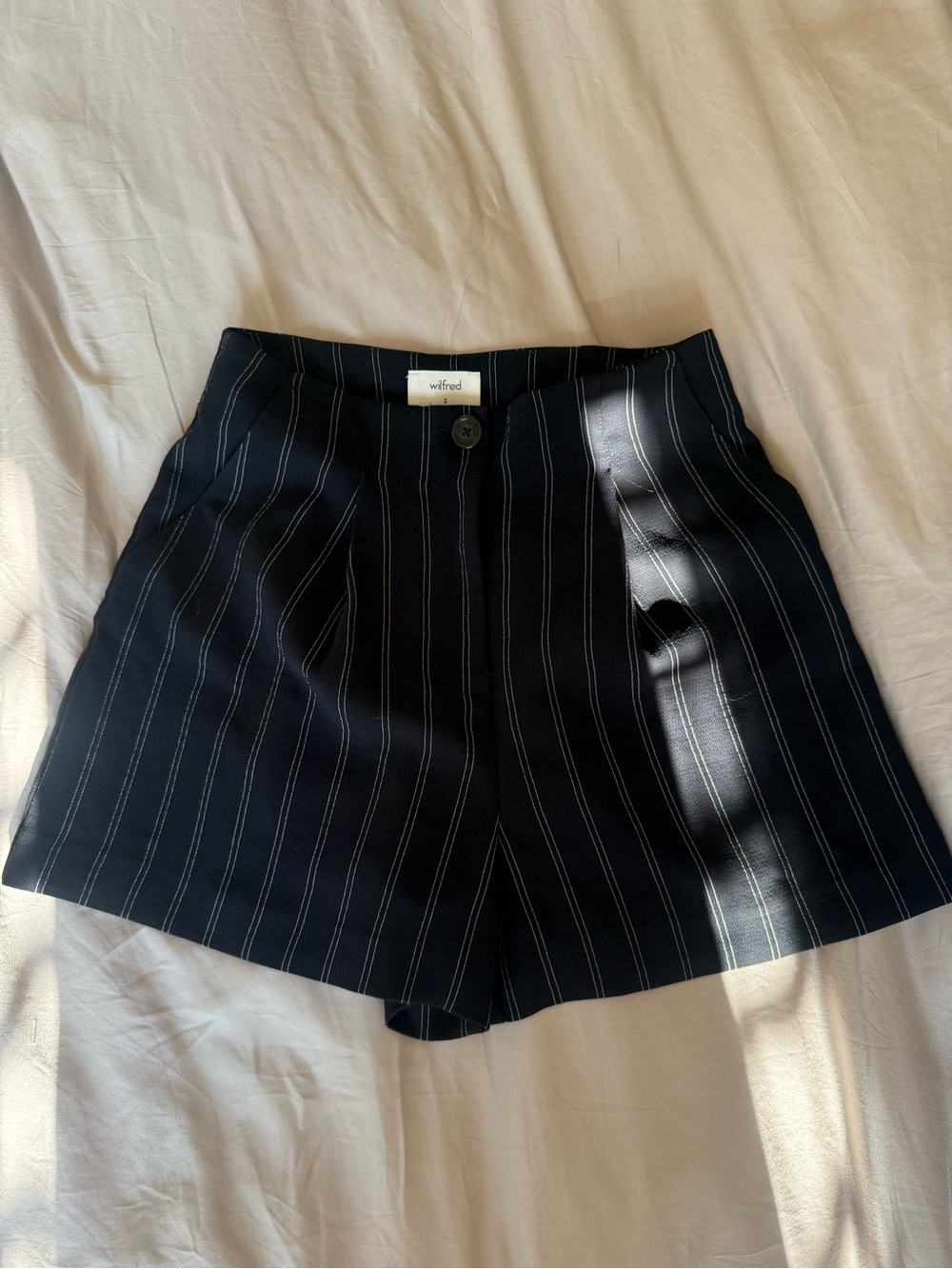 Wilfred Navy Striped Shorts